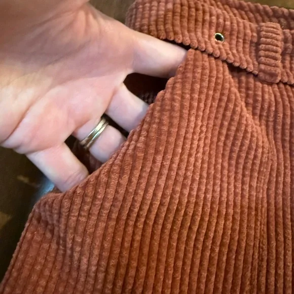 Altar’d State Burnt Orange Corduroy Shorts Medium Belted Zip and Latch - Picture 3 of 8